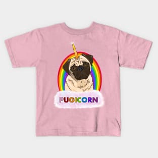 Rainbow Sparkle Pugicorn- upgraded design Kids T-Shirt